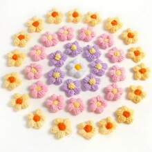 10/20/50 PZ fiori a uncinetto misti a colori, fiori in lana fatti a mano colorati come accessori da cucire, piccoli fiori gonfi per bricolage, rifiniture per specchi, fasce per capelli, cappelli e accessori per abbigliamento, accessori per feste, forniture per uncinetto