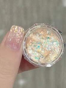 3pcs/Set Holographic Colorful Nail Glitters, Shiny & Fashionable, DIY Nail Art Decor, Y2K Style, 3 Color Variations/Set - Multicolor - View 2
