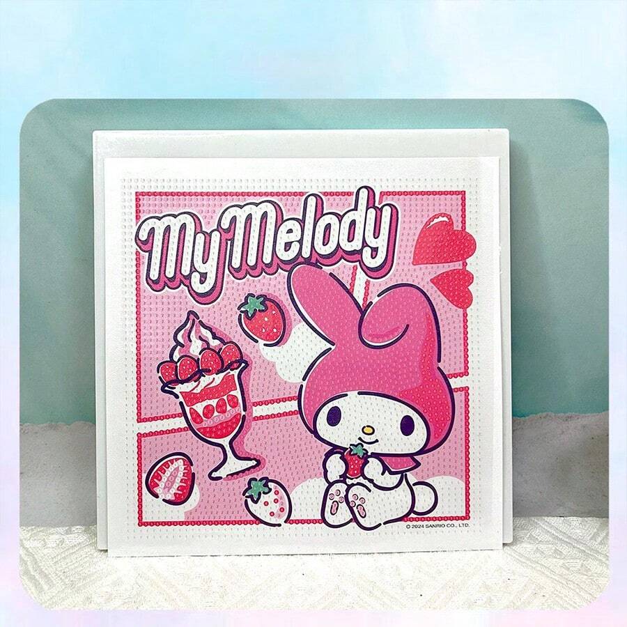 Miniso Sanrio 家庭系列相框钻石画 My Medody 全圆钻石马赛克艺术 5D DIY 十字绣套件家居装饰带框架 - 粉色 - 查看 1