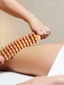 1pcsCurved Wood Therapy Massage Roller Tools,Lymphatic Drainage, Cellulite Massage & Wooden Muscle Roller Stick For Waist And Thigh, Stomach Rolling Massager Tool,School,Back To School,Travel,Travel Essentials,Home Essentials,Spa,Massage Tool,Massage,Massager,Spa - Apricot - View 2