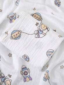 1件柔软透气婴儿平纹细布襁褓毯，110*110厘米 - 彩色 - 查看 2