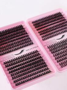 640-Piece Premium Mixed-Style 10D-100D False Eyelash Kit (Includes Adhesive, Tweezers And Brush) - Effortless DIY For Beginners, Achieving A Natural, Voluminous Look - D-Shaped Curl, Reusable - Cat-Eye And Cluster Styles, Lengths 10-18mm