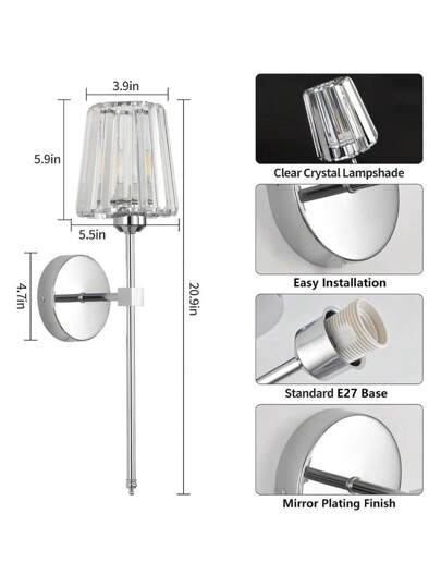 Minimalist Crystal Wand Sconce ation Fixtures Moderne Lamps Home Retro Lights Luxe 2000mAh RGB ful Stage Verlichting Zwart Goud Chrome Bedside Living Room Bedroom Indoor Lighting Dining Hallway Lamp Aisle Coffee Shops view 6