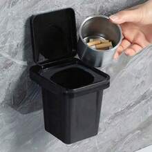 Stainless Steel Wall-Mounted Ashtray With Cover - Fly Ash Proof, Creative Home & Bathroom Decor - Multicolor - View 4