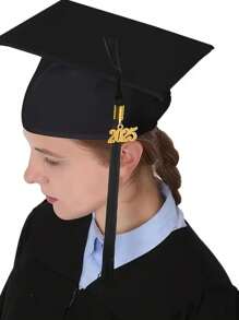 2pcs/1pc Graduation Cap With 2025 Tassel, Black Graduation Cap, Tassel For Graduation Cap 2025, Graduation Cap Topper For Bachelor Master Unisex Matte Adult Grad Cap Graduation Cap Decorations