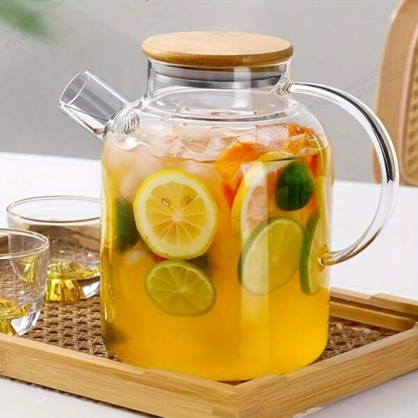 A Borosilicate Glass Teapot With A Infuser - Reusable, Microwaveable - Versatile, Round, Suitable For Fruit Tea, Juice, And Beverages High Temperature Resistant - Perfect For Christmas, Halloween, Easter, Thanksgiving - No Patterns, Hand Wash Only