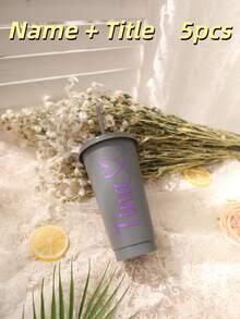 1/5 件，个性化派对冷饮杯，自定义名称和标题，加厚材质，24 盎司大容量，可重复使用，带吸管，适用于婚礼、单身派对、生日派对、户外运动沙滩水瓶以及父亲节礼物、毕业杯、伴娘礼物 - 五彩杯 - 查看 72