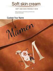 1pc Customized Name & Initial PU Leather Document Bag - Waterproof Magnetic A4 File Folder, Large Capacity Office & School File Organizer, Personalized Birthday Or Christmas Gift, Office Storage