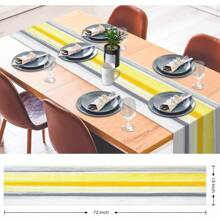 Yellow Abstract Table Flag, Modern Gray White Striped Restaurant Decoration Kitchen Coffee Table Family Dinner Holiday Party Wedding Event Decoration