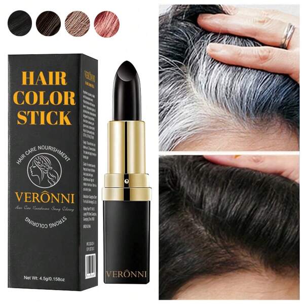 VERONNI قلم تلوين شعر ذو استخدام مرة واحدة، قلم صبغة شعر مؤقتة، يغطي الشيب والشعر الأبيض، قلم لمس تحديث لون الشعر المحمول ، مناسب لجميع أنواع الشعر