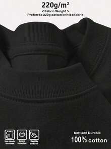 220 Grams Round Neck Short Sleeve Men's T-Shirt, Creative Printing Pattern, Simple Design, Knitting Process, Soft And Comfortable, Suitable For Campus Wear, Party Gathering, Daily Wear, A Good Choice For Family And Friends - Black - View 4