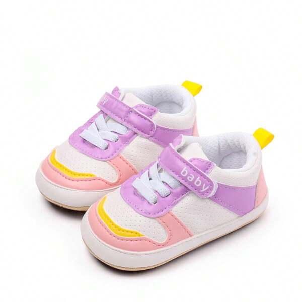 Baby Sneakers Contrast Color Sequins Shoelace Soft Sole Non-Slip Infant First Walking Shoes For Spring  Fall