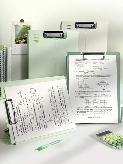 1pc High-Quality Foldable Clipboard, A4 File Folder, Thick Student PP Writing Board Pad, Drawing Board, With Pen Clip, Exam Paper Clip, Meeting Record Clip, Office File Clip, Electroplated Metal Clamp, Multi-Function Binder, 2-Gear Adjustable Vertical Secretary Clip, Muted Color, Fresh And Simple Color, Expansion Reading Clip, Business Office, Back To School / Graduation Season Gift,School Supplies