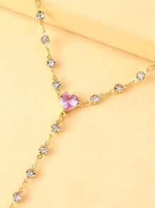1 pieza Elegante collar gargantilla de moda europea y americana con colgante de corazón doble y decoración con borla