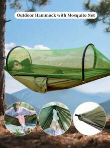 86.6 Inch X 39.4 Inch Single-Person Outdoor Hammock, Automatically Unfolds Quickly, Lightweight And Foldable For Easy Carrying, Includes Mosquito Net, Camping Poles, Anti-Tip Nylon Swing Chair, Suitable For Outdoor Backpacking, Beach, Backyard, Patio And Hiking