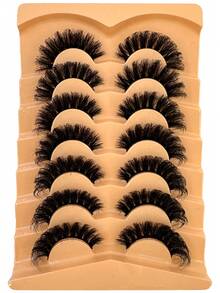 7 paires de faux cils en forme d'œil de chat, cils en faux vison, cils naturels volumineux et épais, allongeants et volumisants, cils dramatiques et ébouriffés, outil de maquillage essentiel pour les voyages - Noir - Voir 7