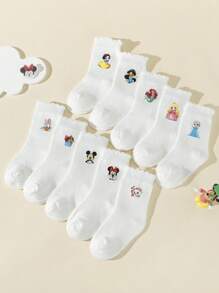 10 أزواج من الجوارب البيضاء متوسطة الطول بفم فقاعي، مناسبة لجميع المواسم