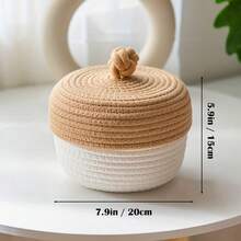 Yiuswoy 1 peça Caixa de Armazenamento à Prova de Poeira com Tampa, Cesta de Armazenamento Trançada Minimalista para Organização de Celulares, Cosméticos, Chaves, Controles Remotos, Lanches, Trabalhos Manuais. Adequado para Banheiro, Sala de Estar, Quarto, Escritório, Dormitório, Decoração de Casa