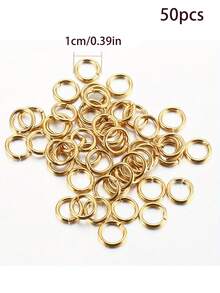 500/50/100pcs 4-10mm Golden Color Stainless Steel Split Rings - Durable Open Jump Rings Connectors For DIY Jewelry Making, Necklace, Bracelet Accessories, And Small Business Supplies - Rust-Resistant, Easy To Use, And Versatile