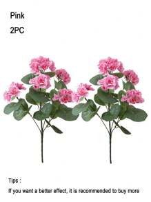 4/2pcs Artificial Shrubs Geraniums Realistic UV Protected Red Pink Begonia Flowers With Green Foliage For Indoor & Outdoor Decor, Perfect For Garden, Porch, Patio, Window Box, And Hanging Planter, Garden Decor , Christmas, Halloween, Thanksgiving, Valentine's,Maintenancefree Plants, Artificial Outdoor Flowers Shrubs