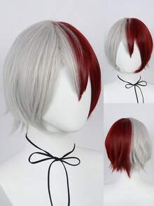 Tóc giả cosplay Anime ngắn thẳng đa năng chịu nhiệt bằng tóc tổng hợp có mái, tóc giả thông dụng cho nam, trang phục dự tiệc, tóc giả tua rua nhiều màu sắc thời trang cổ điển, phù hợp cho các buổi hòa nhạc ngày lễ, câu lạc bộ đêm, lễ kỷ niệm, nhiều màu sắc, phong cách đa dạng, phù hợp với mọi tông màu da, nam và nữ - Một kích cỡ phù hợp với tất cả (Màu sắc: Tóc giả chia ngôi xanh lam hải quân, tóc giả nửa đỏ nửa bạc, tóc giả đỏ hồng, tóc giả hai màu đen và hồng, tóc giả hồng và vàng, tóc giả đen) - Nhiều màu - Xem 14