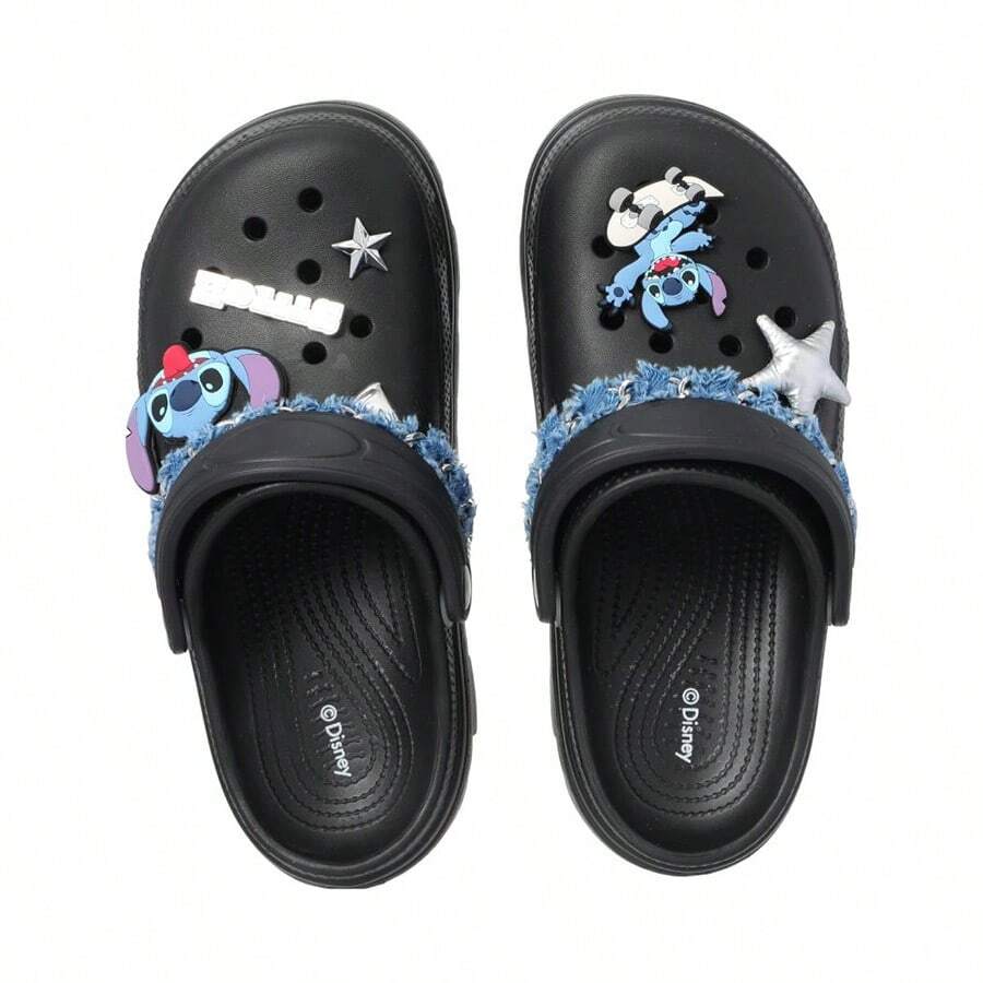 Miniso Lilo & Stitch Series Clog Slippers Boys Girls Casual Beach Non-Slip Breathable Sandals Fashion Beach Shoes Birthday Surprise Gift - Black - View 1