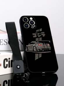 1 pièce Coque de téléphone antichoc avec design de voiture de course en TPU noir et 1 pièce Cordon noir, compatible avec , smartphones Android y compris OPPO - Multicolore - Voir 2