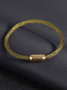 1pc Luxury Gold Color Stainless Steel Magnetic Buckle Bracelet Handmade Layers Bracelet For Women Girl Multicolor Weaven Steel Chain Bracelets Sports Leisure H656