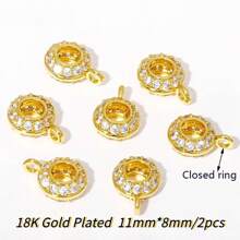 2 stuks 18K verguld messing metalen inleg zirkonia scharnierende hanger enhancer borgsluitingen DIY sieraden maken accessoires