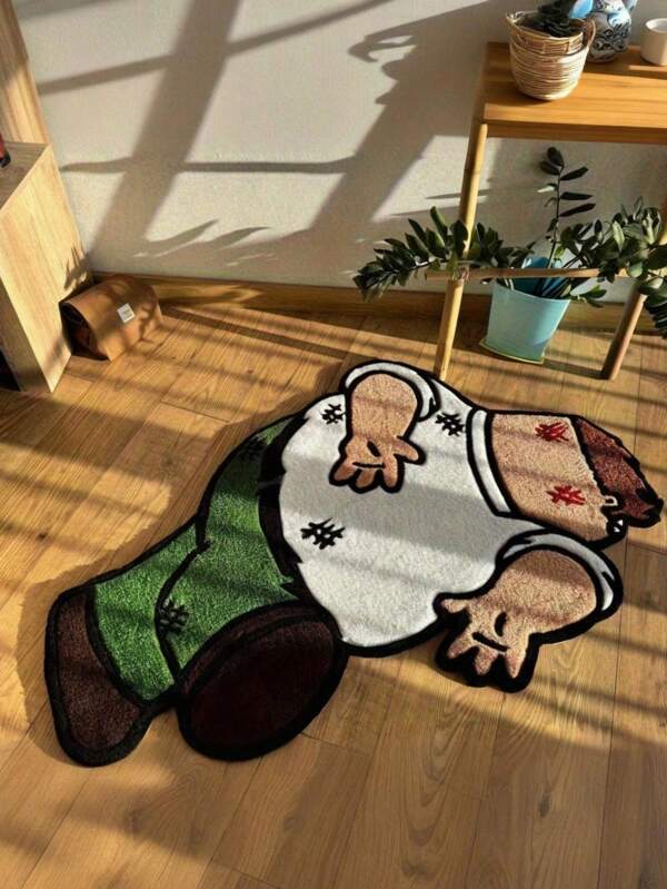 1pc Plush Soft Imitation Cashmere Area Mat With Unique Cartoon Character Design - Cozy Bedroom, Sofa, Or Home Decor Mat. This Mat Serves As A Sofa Accessory, Living Room Mat, Or Playful Room Accent, Hand Wash Only. Its Soft, Fluffy Texture And Vibran