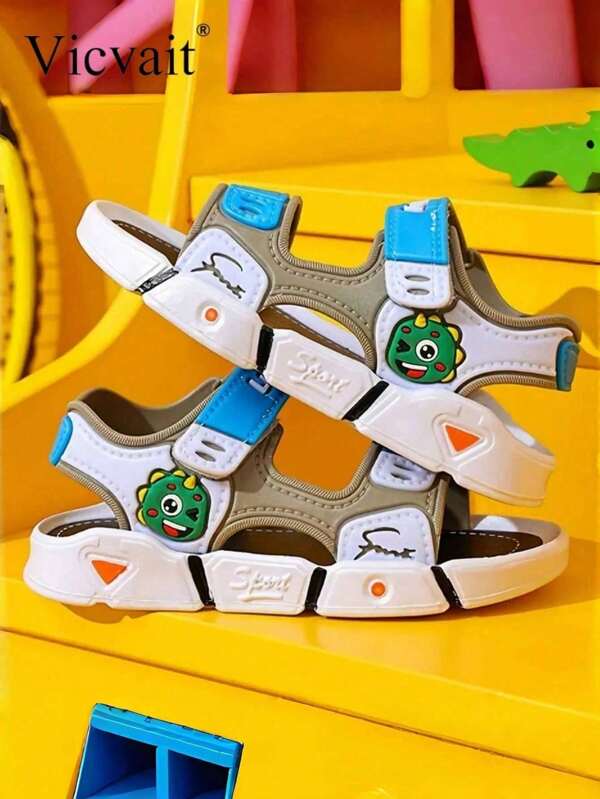 2024 Children's Sandals New Summer Cartoon Dinosaur Soft Sole Anti Slip Super Soft Ultra Light Fashion Beach Shoes