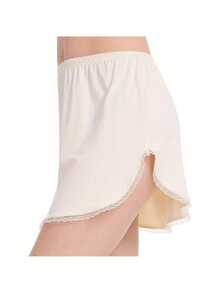 Women's Half Slips Elastic Waist Solid Color Split Underskirts Lace Trim Short Skirts For Under Dresses - Color - View 1