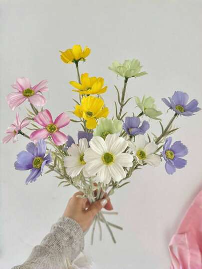1 件/3 件 17 英寸真实触感假波斯菊花 - 波西米亚雏菊花束，四季家居装饰，夏季婚礼和秋季感恩节中心装饰，不褪色人造菊花，适用于餐桌/摄影