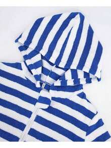 Poncho con capucha y cierre para niños, bata de playa con bolsillo, toalla de baño para niños y niñas - Azul - Ver 3