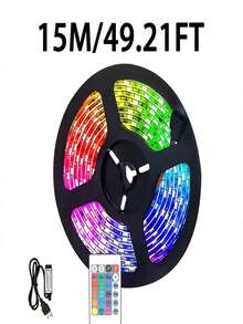 RGB LED Strip Lights, TV Backlight With 24-Key Remote And Wireless Control, Suitable For Gaming, Bedroom, Party, Kitchen, Living Room, Holiday, Christmas, Ceiling, Wall, Indoor And Outdoor Decor, Party Supplies, Home Decor, Christmas Gift, Graduation Gift, Birthday Gift, Halloween Decor, Party Mood Lighting - Multicolor - View 17