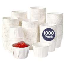 Paquete de 1000 vasos de papel de 1 oz para soufflé, vasos desechables para medicinas, vasos de papel pequeños de 1 oz para degustar pastillas, postres y condimentos. - Blanco - Ver 1