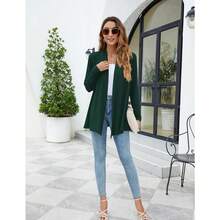 Newchoice Womens Casual Lightweight Long Sleeve Cardigan Soft Drape Open Front Fall Dusters (S-3XL) - Dark Green - View 9