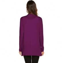 Newchoice Womens Casual Lightweight Long Sleeve Cardigan Soft Drape Open Front Fall Dusters (S-3XL) - Dark Purple Red - View 3