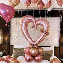 1pc 42-Inch Rose Gold Pink Heart Shape Balloon, Party Decor Suitable For Various Theme Parties, Birthday, Wedding, Engagement - Pink - View 4