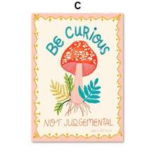 1 Stück Pilz-Schmetterling inspirierender Zitat Boho Kinderzimmer Wandkunst Leinwandbild Nordischer Poster und Drucke Wohnzimmer Dekoration, optionaler Rahmen