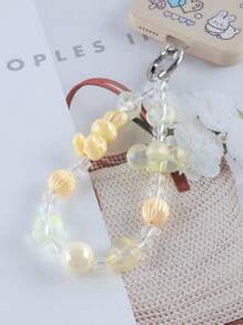 GO2CJBEADS 1 pieza Nuevo Diseño de Correa con Cuentas Antiperidida para Teléfono, Decoración de Dijes con Cuentas de Conejo Lindo de Acrílico, Correa de Muñeca para Teléfono Móvil y Llavero para Niñas