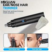 Electric Nose Hair Trimmer, Professional Painless Nose And Ear Hair Trimmer For Men And Women, Stainless Steel Blades, Dual Edge Blades, Quiet And Efficient, Easy To Clean, 500mAh Battery Capacity - Black - View 5