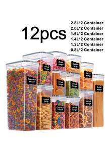 4/7/9/24/30pcs Airtight Food Storage Containers With Labels And Markers, Dishwasher , Ideal For Cereal, Pasta, Flour, And Sugar - Organize And Store Dry Foods With Ease - 黑與白 - 查看 20