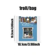 1卷胶带、魔术书柜系列、复古阅读风景PET胶带、剪贴簿用品、笔记本用品、装饰相框、手机壳、水杯、垃圾桶、文具盒、DIY个性贴纸、学校用品、返校用品 - 彩色 - 查看 3