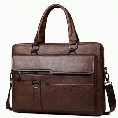 Men's Vintage Business Briefcase - Brown Laptop And Tablet Crossbody Bag With Adjustable Shoulder Strap, Multiple Compartments And Zippered Folders For Work Or Travel, Laptop Bag