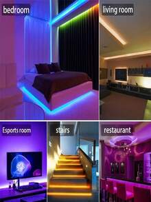 RGB LED Strip Lights, TV Backlight With 24-Key Remote And Wireless Control, Suitable For Gaming, Bedroom, Party, Kitchen, Living Room, Holiday, Christmas, Ceiling, Wall, Indoor And Outdoor Decor, Party Supplies, Home Decor, Christmas Gift, Graduation Gift, Birthday Gift, Halloween Decor, Party Mood Lighting - Multicolor - View 5