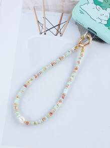 GO2CJBEADS 1pc Casual 4x2mm Synthetic Agalmatolite Stone Beads Pearl Charm Phone Chain Lanyard For Gift