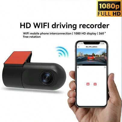 高清 1080P 夜视车载 DVR 行车记录仪循环录制和直播应用程序控制 360 度旋转、自动记录器 24 小时停车监控