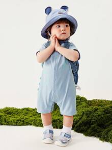 mini bala Dinosaur Print Baby Romper – Stretch Fabric & Non-Deform – Fun Playtime Outfit - Gray Blue - View 1