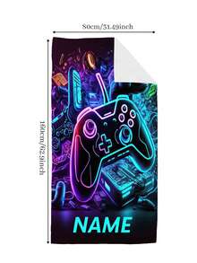 1 Stück personalisiertes Strandtuch mit Gamecontroller Muster, schnelltrocknend, weich und bequem als Strandaccessoire und Reiseartikel. Strandutensilien, Urlaubsstimmung